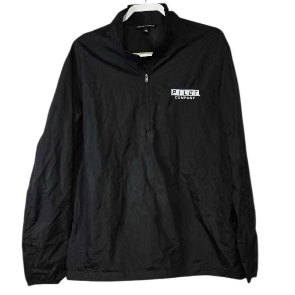 Port Authority Pilot Company Logo Black Quarter-Zip Windbreaker XL Athleisure